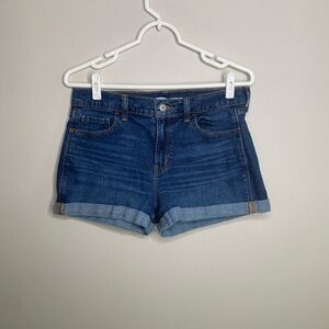Old navy boyfriend shorts mid rise women’s cuffed denim jeans size 6 blue